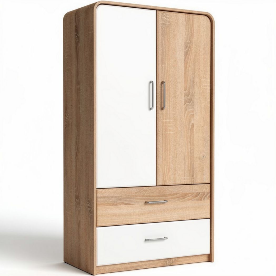 Houten kast met witte deuren en lades 60 x 40 x 180cm