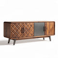 Houten tv-meubel met geometrisch patroon en opbergruimte 150 x 45 x 60cm