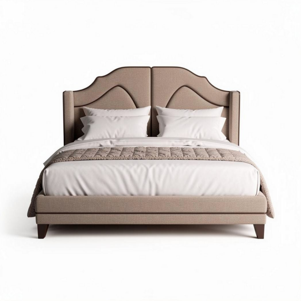 Gestoffeerd bed met hoofdeinde van 200 x 160 x 110cm in neutrale kleur