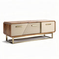 Houten tv-meubel met gouden metalen onderstel en twee lades 150 x 40 x 45cm