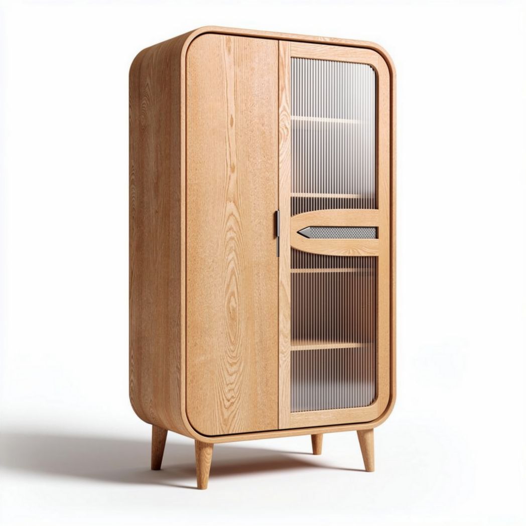 houten kast met glazen deuren en planken afmetingen 80 x 40 x 120cm